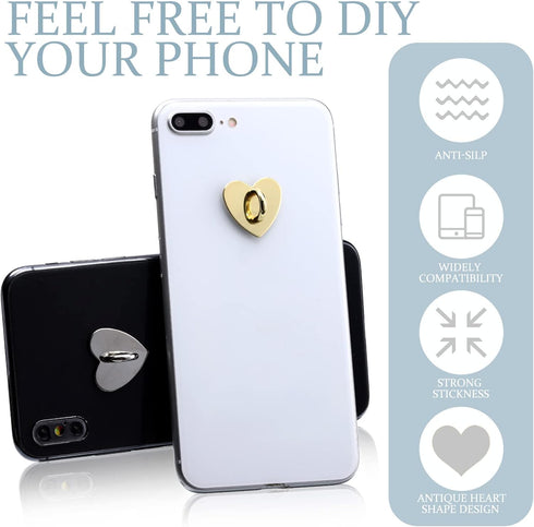 12 Pcs Cell Phone Charm Hook Rings, Adhesive Finger Grip Loop Stand for Cell Phone Tablet DIY Accessories