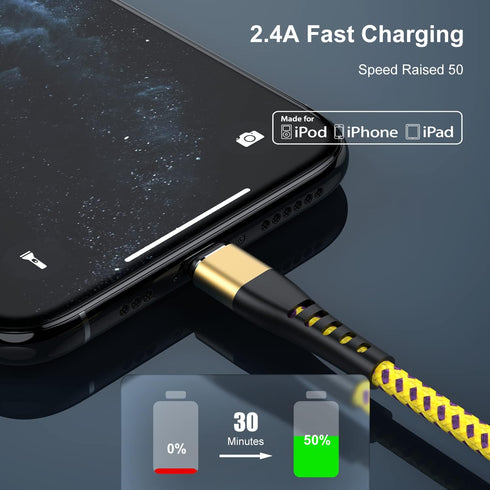 Essri 6FT iPhone Charger Cord 2Pack, MFI Certified Nylon Braided USB to Lightning Cable for iPhone 14/13/12/11/X/XS/XR