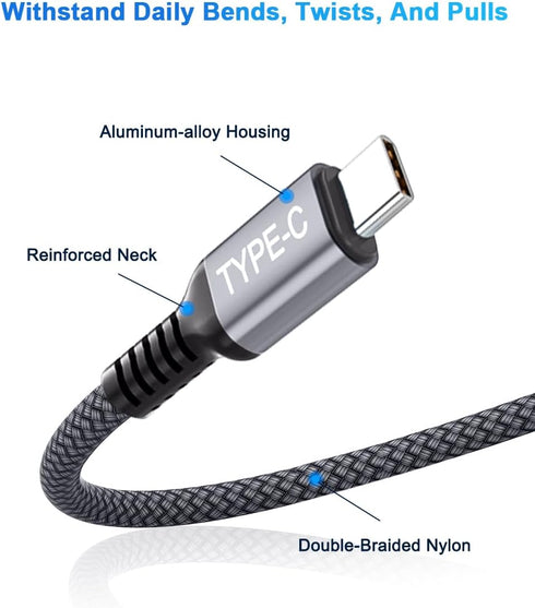 Elebase USB Type C to C 100W Cable 10FT with USB Adapter,Fast Charging PD Charger Cord for iPhone 15 Pro Max Plus,Samsung Galaxy S23 S24,Car Play,MacBook Mac,iPad 9 10,Z Flip Fold 4 5,Ultra,A53 A54 by Elebase