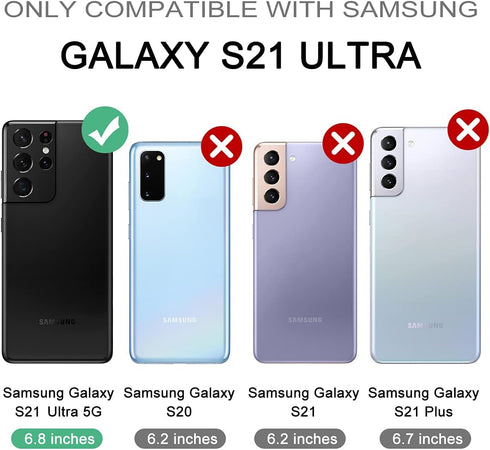 Dexnor Samsung Galaxy S21 Ultra Case - Built-in Screen Protector and Kickstand, Heavy Duty Protection, Purple