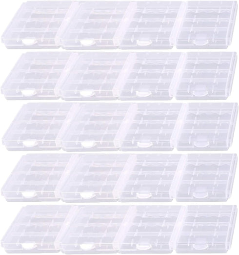 Battery Organizers for AA/AAA, Compact Portable Storage Cases, Insulative Plastic Clear Battery Holders (20 PCS)