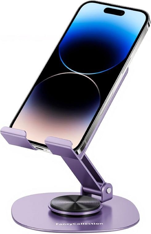 FANCYCOLLECTION 360 Rotating Metal Phone Stand - Adjustable Mobile Kickstand for All Smartphones,