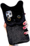 SGVAHY Furry Case for iPhone 7/8/SE2/SE3, Cute Cat Black Fur Fluffy Soft Warm Plush Fuzzy with Bling Glitter Protective