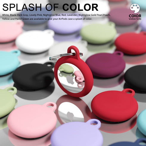 oakxco Silicone Airtag Keychain Holder, Cute Accessories for Kids, Luggage, Car Dog Collar, Waterproof Tracker (Red)