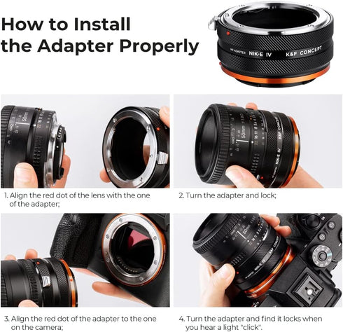 K&F Concept Lens Mount Adapter NIK-NEX IV Manual Focus for Nikon F Lens and Sony E Mount Camera Body