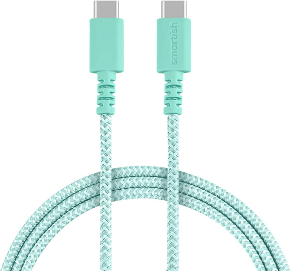 Smartish USB-C Charger for iPhone 15, Crown Joule 6 Foot Fast Fabric Wrapped Charging Cable 100W - Nylon USB C to USB C