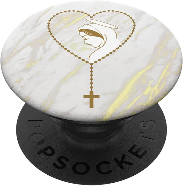 Virgin Mary Rosary Marble Catholic Faith Lady Of Fatima PopSockets Swappable Pray PopGrip