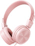 Kids Headphones, Toddler Headphones with Safe Volume Limiter 94dB, Wired School Headphones for Boys and Girls (Pink)