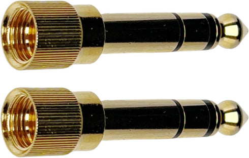 CESS 2-Pack 1/4" Stereo Phone Screw-On Adapter, Male 1/8" to Male 1/4" Stereo