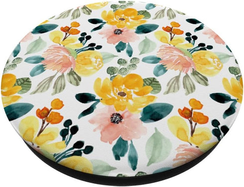 Yellow rose pink floral orange flower design for women girls PopSockets Standard PopGrip