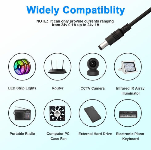 HYGAMOCC 24V 1A 24V 1A 2.5/2.1mm 5.5mm 24V 24W Power Supply Adapter AC to DC with X Plug for LED Strip