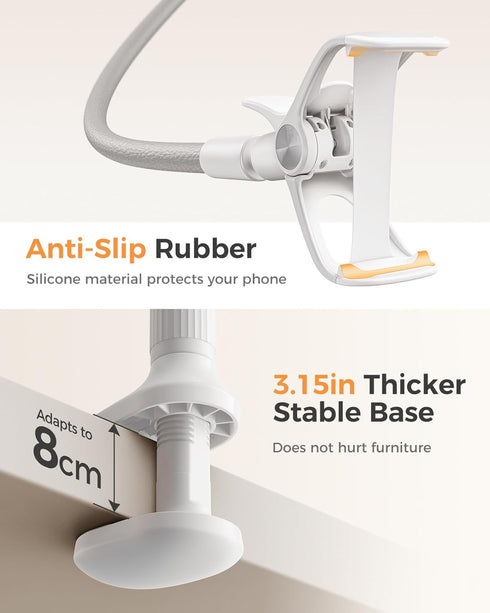 SAIJI 4-7'' Gooseneck Phone Stand for Bed, Lazy Bracket Cell Phone Holder Long Arm Clip Clamp Mount for Filming