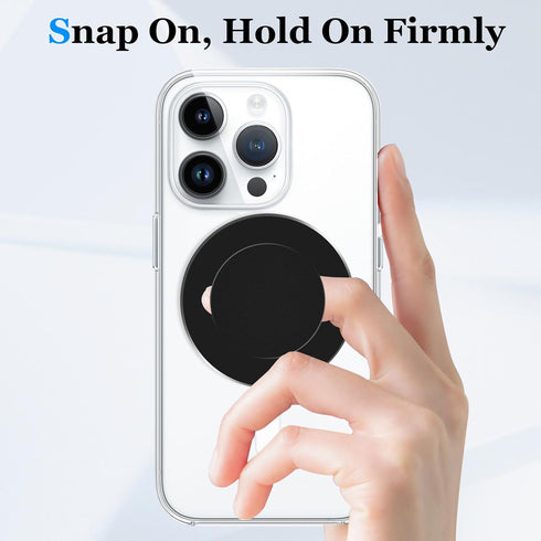 Compatible with MagSafe Phone Grip Socket, Magnetic Expanding Stand for iPhone Finger Holder - Black