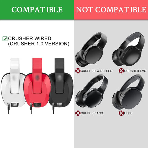 SOULWIT Earpads Replacement for Skullcandy Crusher Wired (Crusher 1.0) Over Ear Headphones(Do Not Fit Crusher 2.0/360/ANC/Evo/Wireless, Hesh), Ear Pads Cushions with Noise Isolation Foam - Black