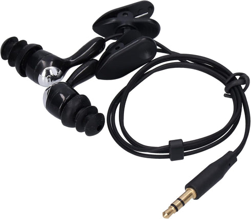 PUSOKEI Short Cord Waterproof Headphone, IP68 Waterproof Earplugs Suitable for Swimming, Surfing, Running (Black)