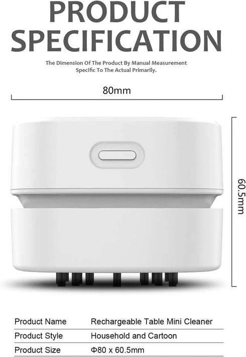 ODISTAR Desktop Vacuum Cleaner, Mini Table Dust Sweeper, Cordless & 360º Rotatable Design for Keyboard/Home/Office
