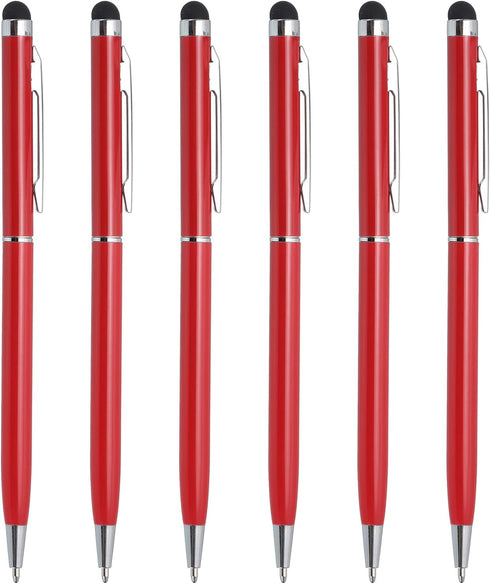 MECCANIXITY 6pcs Metal Stylus Pen, 2 in 1 Universal Retractable Ink Pen with Stylus Tips for All Touch Screen Devices,