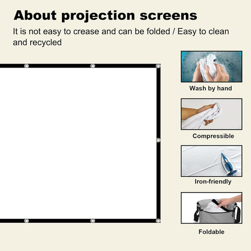 Foldable 60-inch Projector Screen, XINLEMY 4K 16:9 HD Portable Double-Sided Cinema Screen for Home Theater