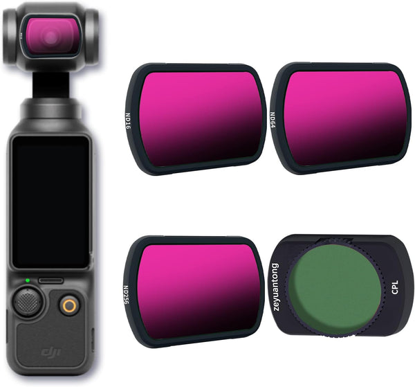 Magnetic Lens Filter Kit for DJI OSMO Pocket 3, 4 Pack CPL ND16 ND64 ND256, Ultra Slim Frame & HD Optical Glass