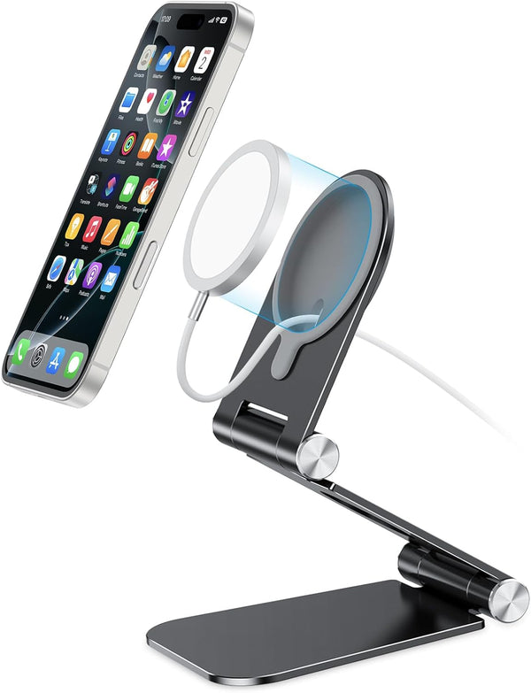 OMOTON Stand for MagSafe Charger, Foldable Phone Holder for MagSafe Accessories, Compatible with iPhone 16/15/14/13/12