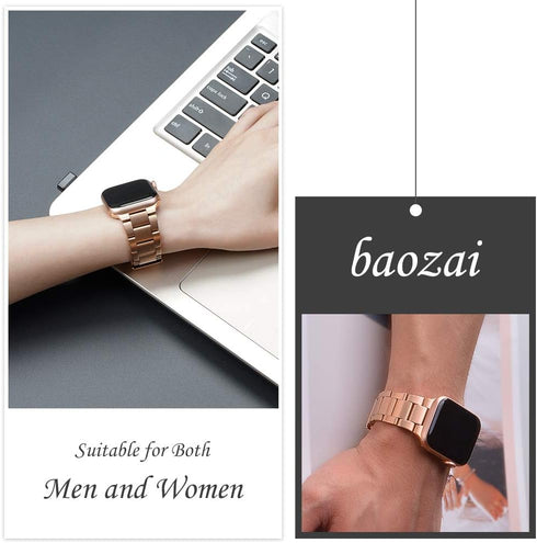 baozai Compatible with Apple Watch Series 10 Band, Premium Stainless Steel iWatch Band for All Series 42mm 41mm 40mm