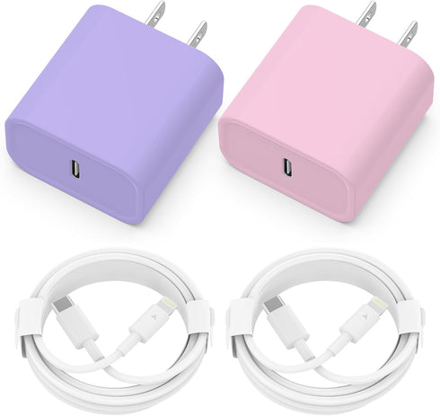 Phone Charger, 2 Pack 20W PD USB C Wall Fast Charger Adapter with 6FT Type C to Lightning Cable
