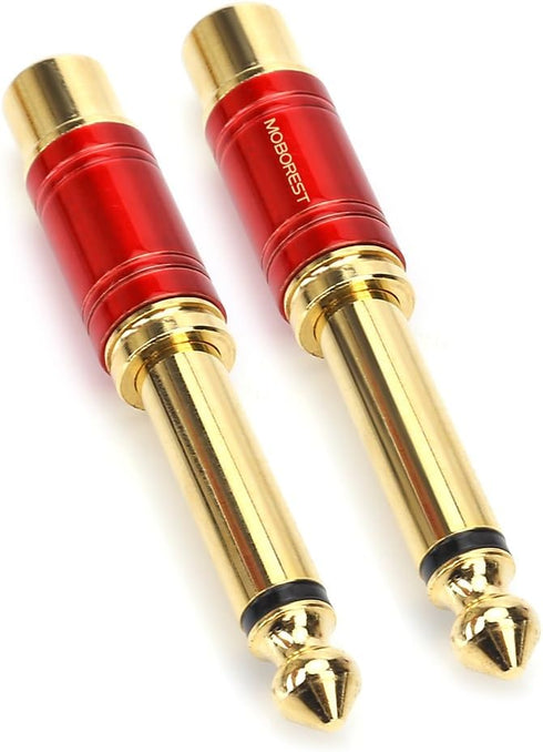 MOBOREST - 1/4 in to RCA Female Pure Copper Adapter, 6.35mm Mono TS Plug Male to RCA Female Audio Adapter