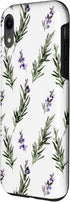Rosemary Watercolor Plant Pattern Design iPhone XR Spring Herb Rosemary Watercolor Plant Pattern Aesthetic Case