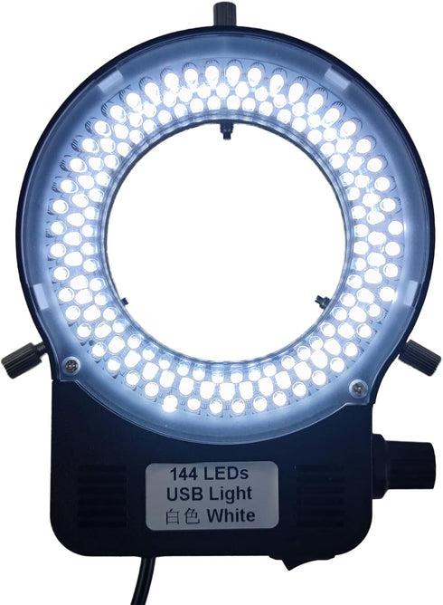 USB LED Ring Light Illuminator, 144 64 LED Adjustable Lamp for Monocular Binocular Trinocular Stereo Microscope