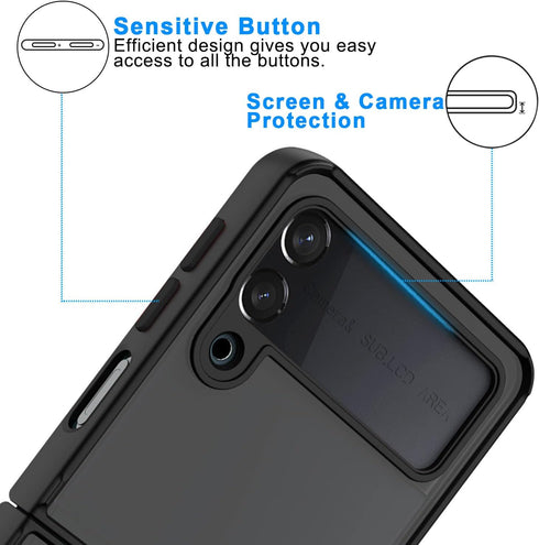 TJS Case for Samsung Galaxy Z Flip 3 5G, Metal Ring Kickstand, Magnetic Support, Drop Protective Cover (Yellow)