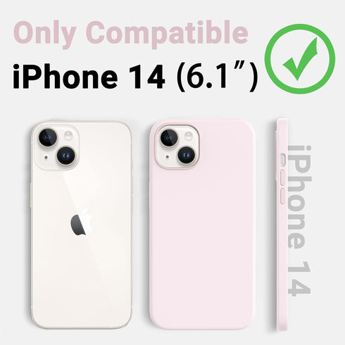 AOTESIER iPhone 14 Case, Chalk Pink Silky Touch Premium Soft Liquid Silicone Rubber Full-Body Protective Bumper