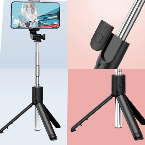 Tengsun 28" 360Rotation Phone Tripod & Selfie Stick Travel Tripod for iPhone Selfies, with Phone Holder Selfie Stick
