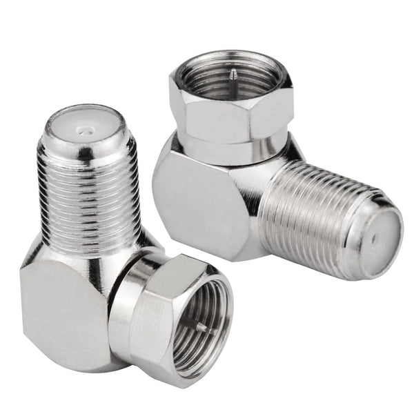 Right Angle Coax Connector 2-Pack F Type Male to Female RF Coaxial Cable Connector 90 Degree Adapter for Wall Mounted