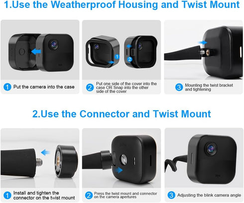 All-New Flexible Twist Mount - Compatible with Blink Outdoor 4th & 3rd Gen, Weatherproof Housing with Sync Module Wall