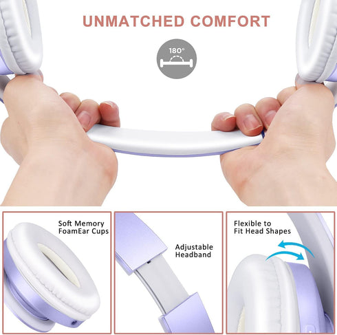 ZIHNIC Bluetooth Headphones Over-Ear, Foldable Wireless and Wired Stereo Headset, Micro SD/TF, FM for Cell Phone, PC
