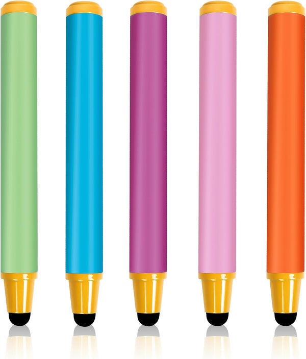 Kid-Friendly Stylus Pens for Touch Screens - Crayon Stylus Pen for iPhone iPad Fire HD Android Tablet (5 Pack)