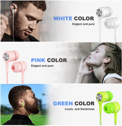 Wired Earbuds with Microphone 5 Pack, in-Ear Headphones with Heavy Bass, High Sound Quality Earphones for iPad, Laptop,