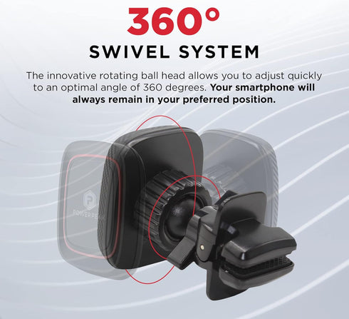 Car Phone Holder Mount, Magnetic Vent Mount, Easy Mounting and Release for Smartphones, Black and Red Line