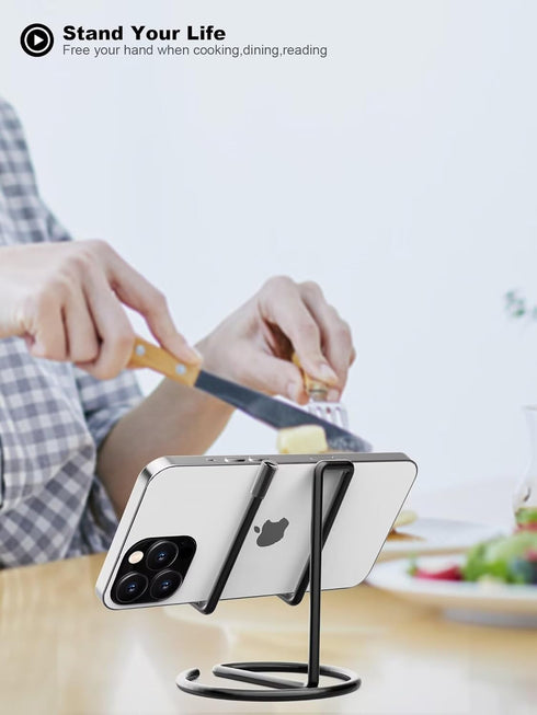 Cell Phone Stand, Phone Stand for Desk, Office Portable Cute Cell Phone Holder, Compatible with All Mobile Phone, iPhone, iPad, Switch, Tablet 4-6.5'' Desk Accessories (Black)