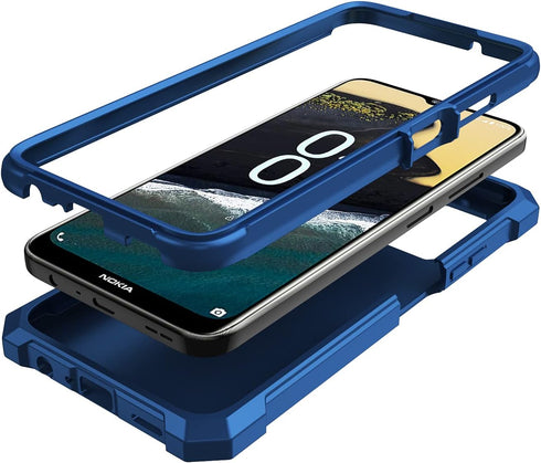 for Nokia C300 Case/Nokia G100 Case with Screen Protector,Nokia C300 Phone Case N155DL Front Back Full Body Protection,Nokia G100 N150DL Phone Case Frosted PC Back Soft TPU Shockproof Cover Blue
