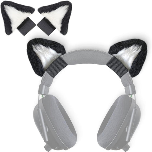 RUKUHOT Cute Cat Ears Headphone Attachment - Adjustable Design for Logitech G PRO, HypreX Cloud Headphones, Black