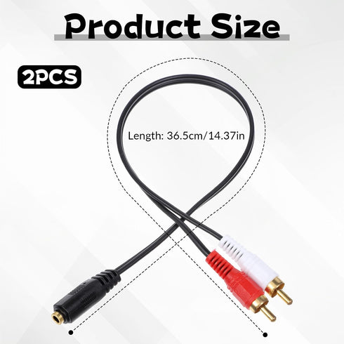 Xyembu 3.5mm 2 (1ft) MP3, Female to RCA Splitter Male Stereo Audio Y Cable Stereo RCA Y Splitter Audio Adapter with OFC