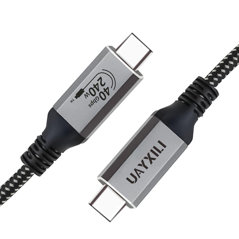 USB 4 Cable for Thunderbolt 4 with 240W Fast Charging, 40Gbps Data Transfer, 8K@60Hz Video, USB4/USB-C (Grey, 4FT)