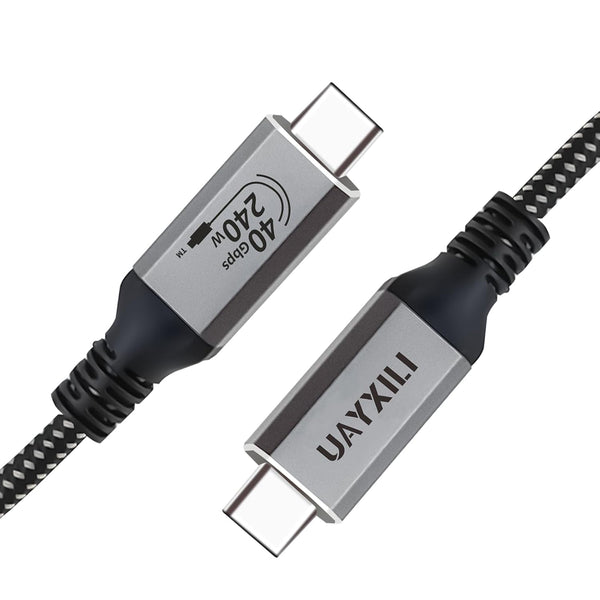 USB 4 Cable for Thunderbolt 4 with 240W Fast Charging, 40Gbps Data Transfer, 8K@60Hz Video, USB4/USB-C (Grey, 4FT)