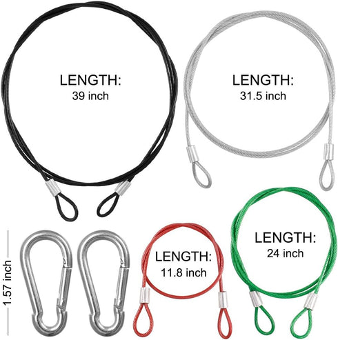 DanziX 4 Pack Safety Stainless Steel Tethers, Colorful Coated Lanyards for All GoPro Hero Series and Other Camera Devices,0.08 inch Diameter Cables,Protect Your Value - Red, Green, Silver, Black