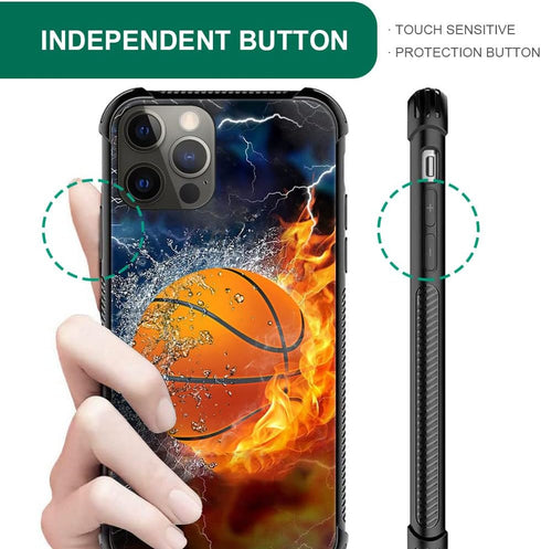 DAIZAG iPhone 13 Mini Case - Shockproof Soft TPU, Ice Fire Basketball Design, Perfect Gift for Boys & Men.