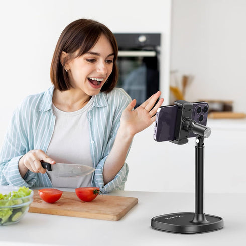 ULANZI Cell Phone Stand Mount for Desk, Vijim HP004 Adjustable Height & Angle Phone Holder, 360 Degree Rotating Desktop