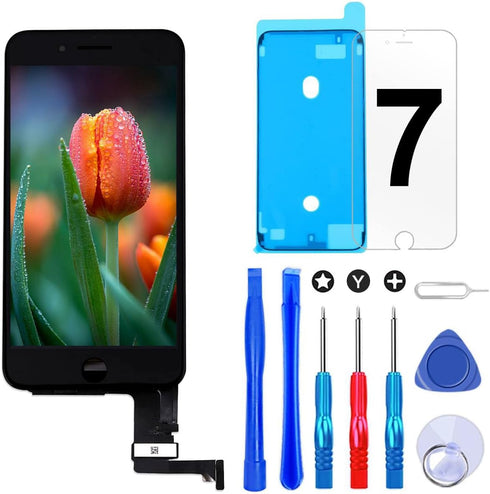 Brinonac Screen Replacement for iPhone 7, 4.7 inch LCD Digitizer Touch Screen, Full Set with Tools, Black