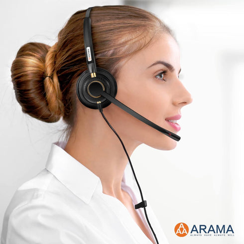 Arama Cell Phone Headset with Mic, Noise Canceling 3.5mm Wired Headset for iPhone, Samsung, PC, Clear Chat