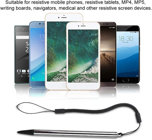 Universal High Sensitive Resistive Pen, Fine Point Stylus Tip with Spring Cord for Resistive Screen Devices